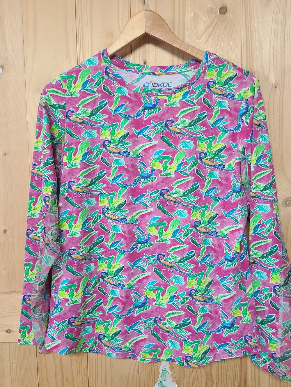 IBKUL Pink Tropical Print Long Sleeve Top